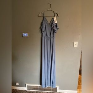 Long dusty blue dress